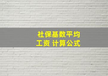 社保基数平均工资 计算公式